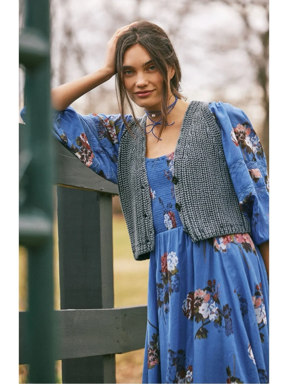 Free People Bohemian Witchy Fairy Morning Glory Maxi Dress Bluebell Medium NWT